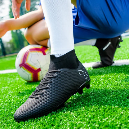 New Unisex Long Spike Football Boots Men Broken Nail Soccer Shoes AG/TF Training Soccer Cleats Sneakers Non-Slip Ankle Zapatos
