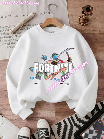 New Fortnite Kids Sweatshirts Cartoon Game Character Printed Hoodie Autumn Casual Children’s Tops Winter Baby Boys Clothing