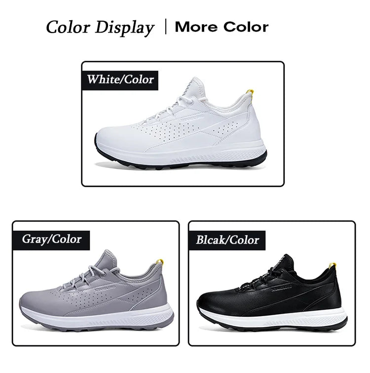 Golf Sports Shoes for Men, Waterproof High-Quality Leather Golf Competition Sports Shoes, Formal Golf Course Training Shoes for Men