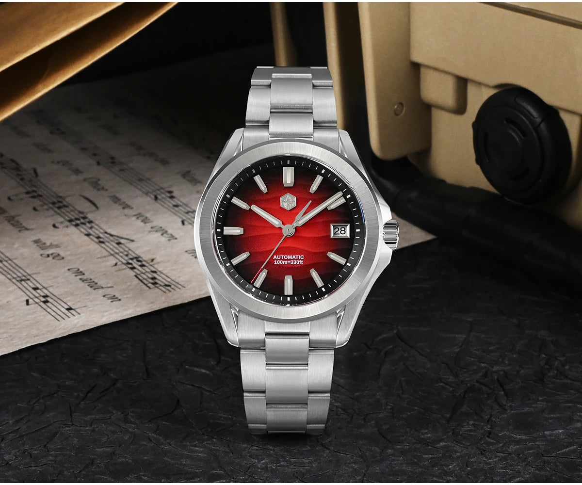 San Martin New Gada Watch 39mm Desert Texture Men Dress Watch NH35 Automatic Mechanical Sapphire Waterproof 100m Luminous SN0129