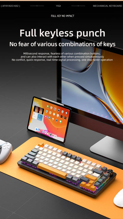 APAYADO 75% Mechanical Keyboard Wired Gaming Keyboard with Media Knob, Hot-Swappable RGB Backlit 82-Key Mechanical Keyboard for PC & Laptop