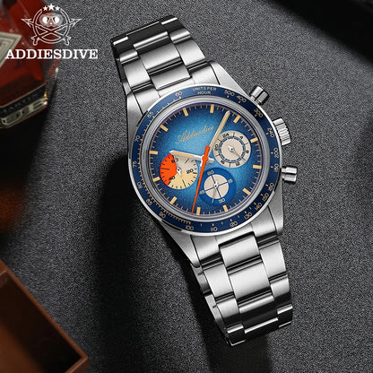ADDIESDIVE Top Brand AD2551 Chronograph Watch C3 Super Luminous 316L Stainless Steel 10Bar Waterproof 0S20 Movement Men's Watch