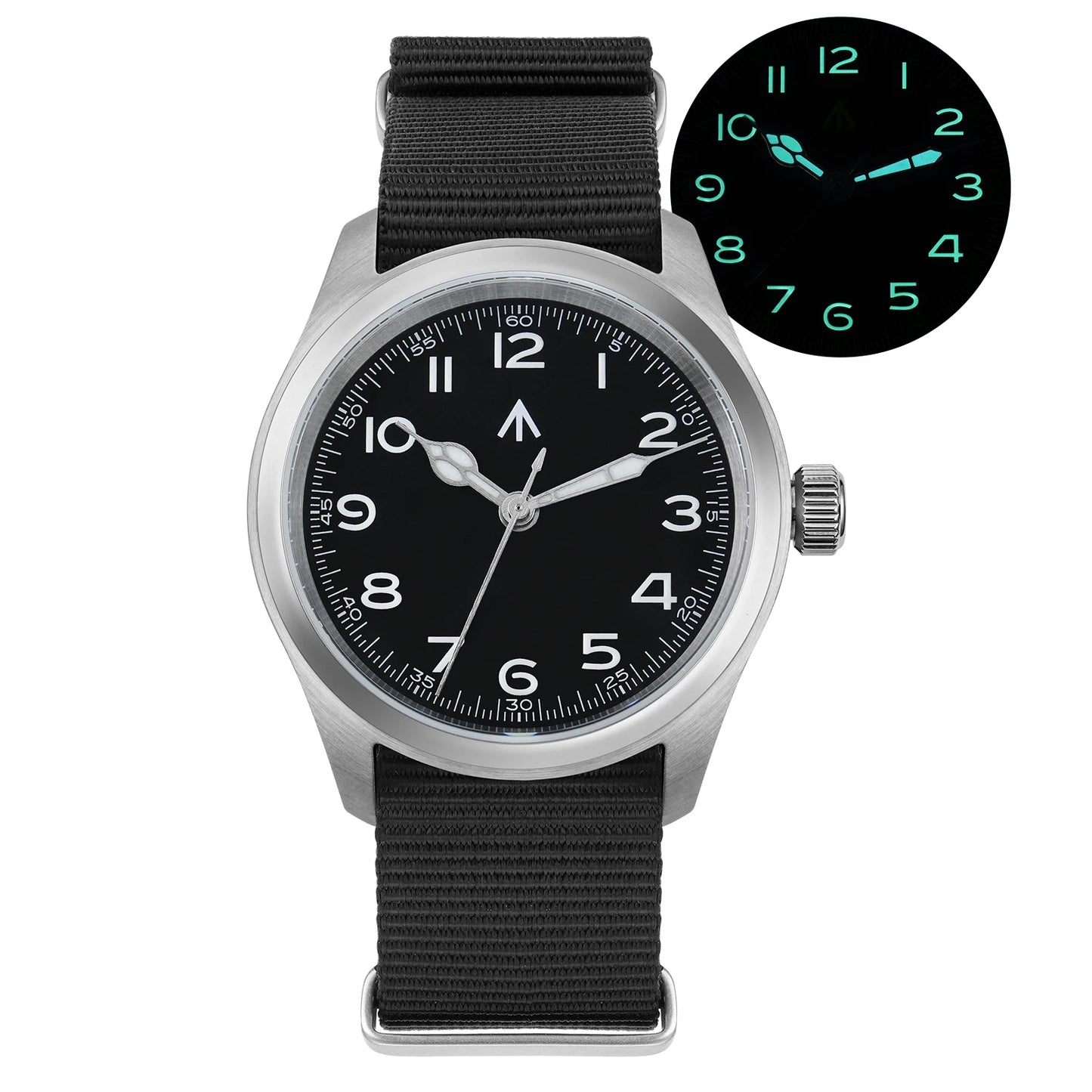 Militado ML08 Quartz Watch VH31 Movement Double Domed Sapphire Crystal Wristwatch Super C3 Green Luminous 38mm Vintage Watches
