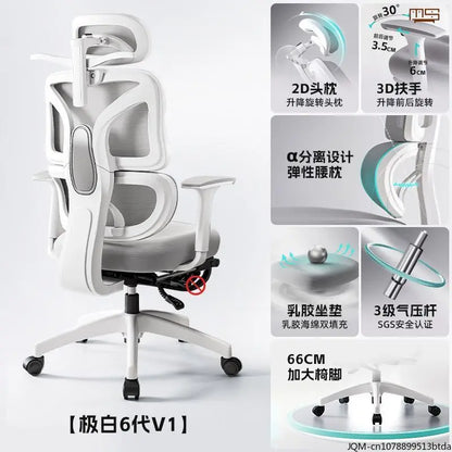 Sedia da studio ergonomica e confortevole, supporto lombare per lunghi periodi da seduti, sedia regolabile in altezza, sedia da ufficio girevole per computer a casa