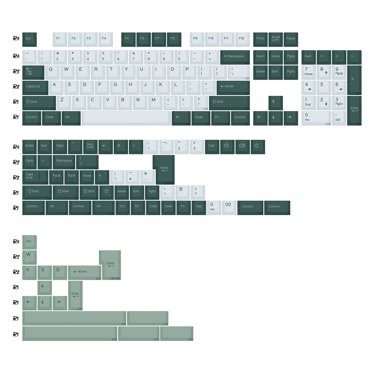KBDiy GMK MarrsGreen Teclas Retro PBT ISO Double Shot Perfil Cherry para Teclado Mecânico Gaming com Switches MX