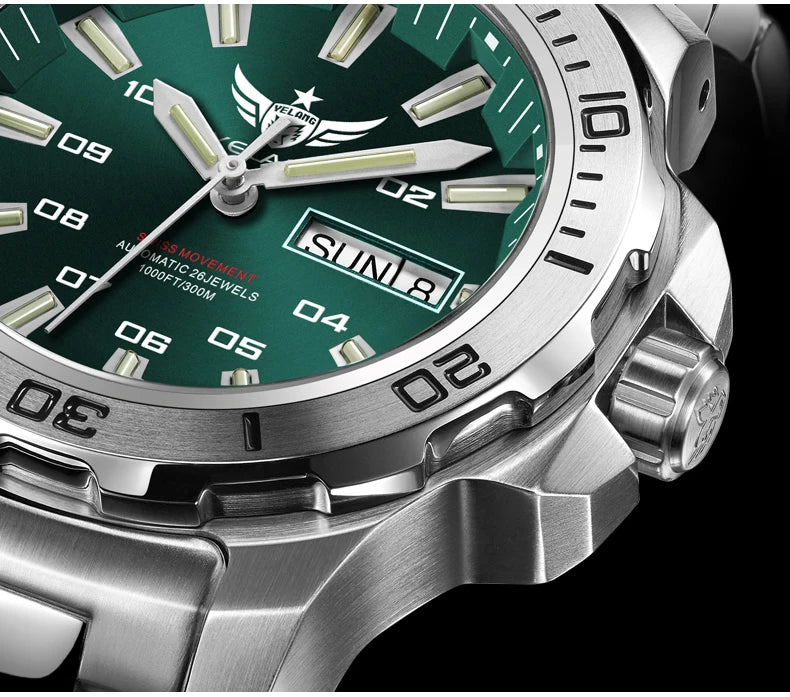 Yelang V5.1 Men's Watch 44mm Super Dive 300M Professional Waterproof SW220 Movement Luxury Automatic Mechanical Watch for men