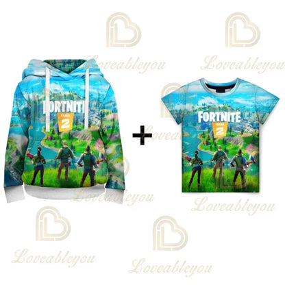 Sweatshirt com capuz Fortnite com impressão 3D, tamanho grande, sweatshirt com capuz, T-shirt para criança, hoodie streetwear da moda, casaco casual