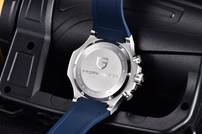 PAGANI DESIGN Men's Watches Luxury Rose Gold Sport Chronograph Japan VK64 Quartz Watch For Men Fluororubber Strap Wristwatch Men