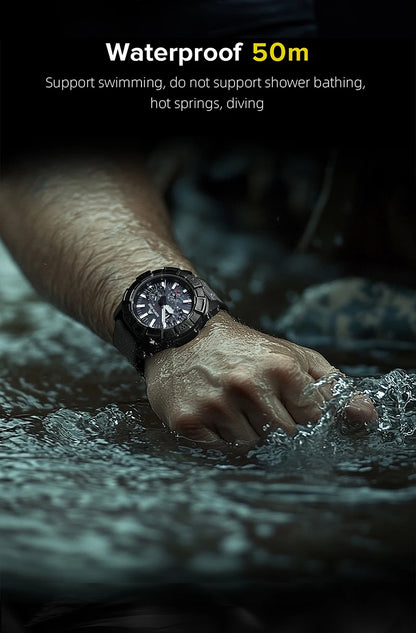 NORTH EDGE 2025 BLAZE Men's Watches Solar Power 316 stainless steel Case Quartz Watch For Men Pilot Waterproof 50M Stopwatch