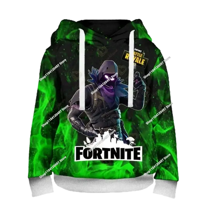 Суитшъри с качулка за момчета и момичета Fortnite, детски пуловер с 3D принт, суитшъри Battle Royale за мъже, есенна модна детска дреха