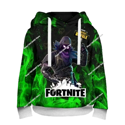Суитшъри с качулка за момчета и момичета Fortnite, детски пуловер с 3D принт, суитшъри Battle Royale за мъже, есенна модна детска дреха