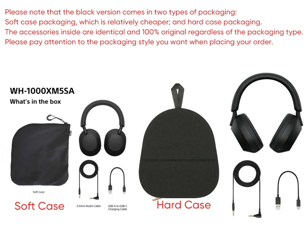 Cuffie wireless Sony WH-1000XM5 con cancellazione del rumore – Headset HiFi over-ear premium Bluetooth 5.2 con driver da 30mm, microfono e lunga durata della batteria