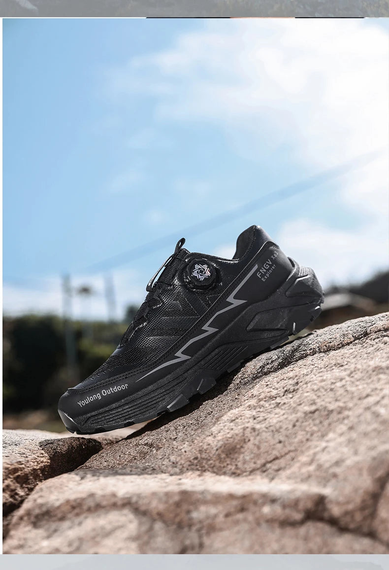 Zapatillas de senderismo transpirables para hombre — Hebilla giratoria, suela antideslizante