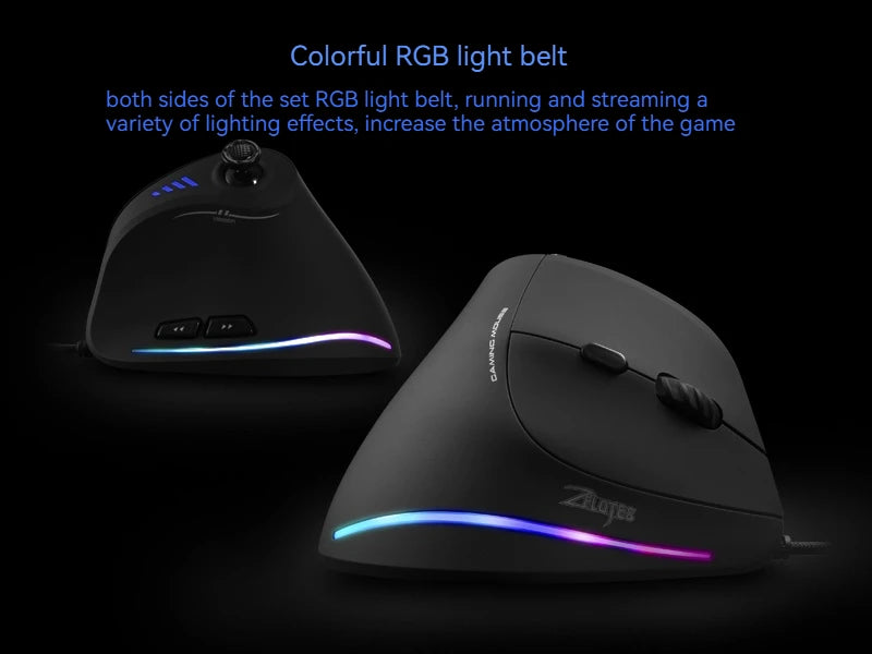 ZELOTES C-18 Vertical Mouse 11 Key Optical Mouse RGB Joysticks Programmable Laser Gaming Mice For PC Computer Gamer