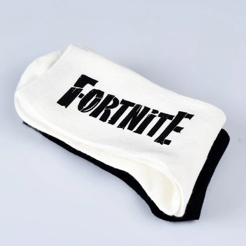FORTNITE Sportsocken Sommer Schwarz Weiß Atmungsaktive Low-Cut-Socken No-Show Baumwolle Weiche Sport- und Freizeitsocken Kurz