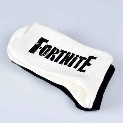 FORTNITE Sportsocken Sommer Schwarz Weiß Atmungsaktive Low-Cut-Socken No-Show Baumwolle Weiche Sport- und Freizeitsocken Kurz
