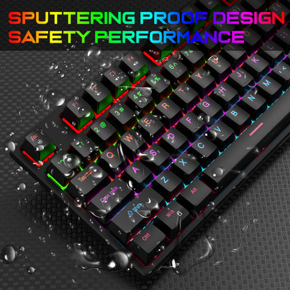 Wired Gaming Keyboard Cool Light Backlit Waterproof Gaming Keyboard Full Size 104 Key Mechanical Feel Keyboard for PC Gamer