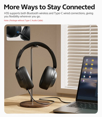 Auriculares circumaurales QCY H3S ANC Bluetooth 6.0 – Audio espacial Hi-Res LDAC, cancelación de ruido adaptativa de -56dB, auriculares inalámbricos