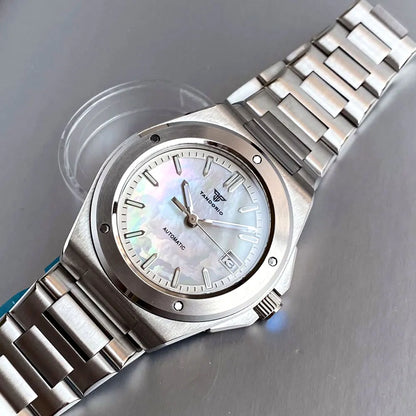 Tandorio 200M Diving 40mm Black White Shell Dial Lume NH35 Automatic Men Watch Sapphire Glass Stainless Steel Bracelet 2025