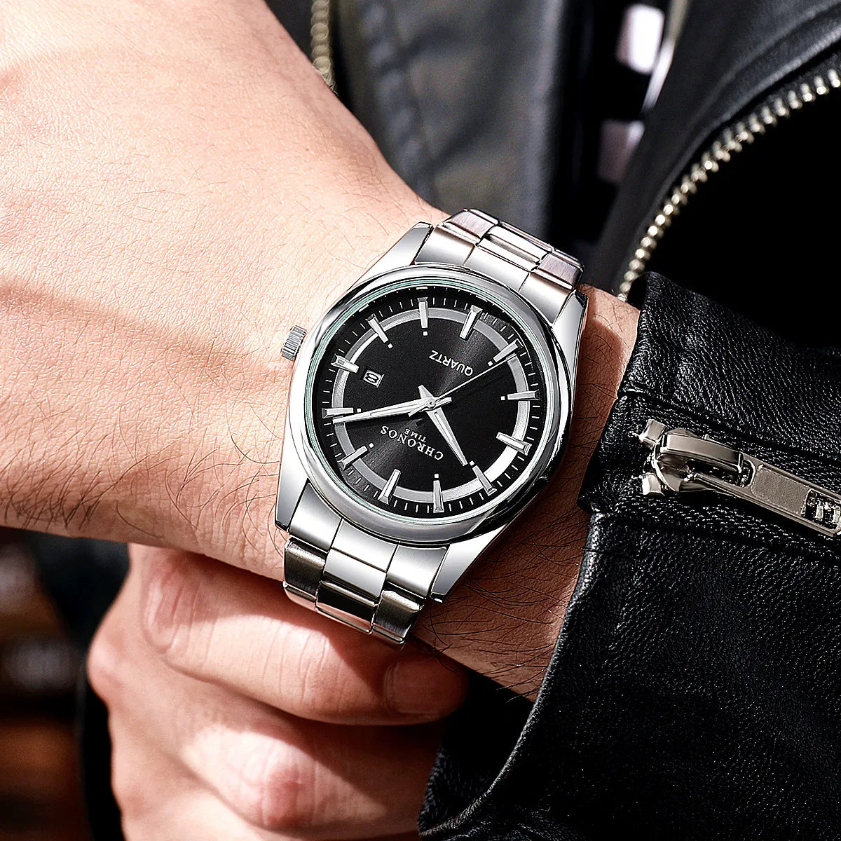 CHRONOS Luxury Quartz Watch for Men Waterproof Date Luminous Wristwatch Stainless Steel Men's Watches Male Clock Sports Reloj