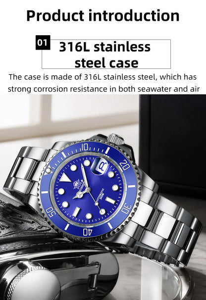 ADDIESDIVE Luxury Men's Automatic Watch 8215 Mechanical Watch BGW9 Luminous Sapphire Glass Diver's Watch Men Analog Watch AD2503