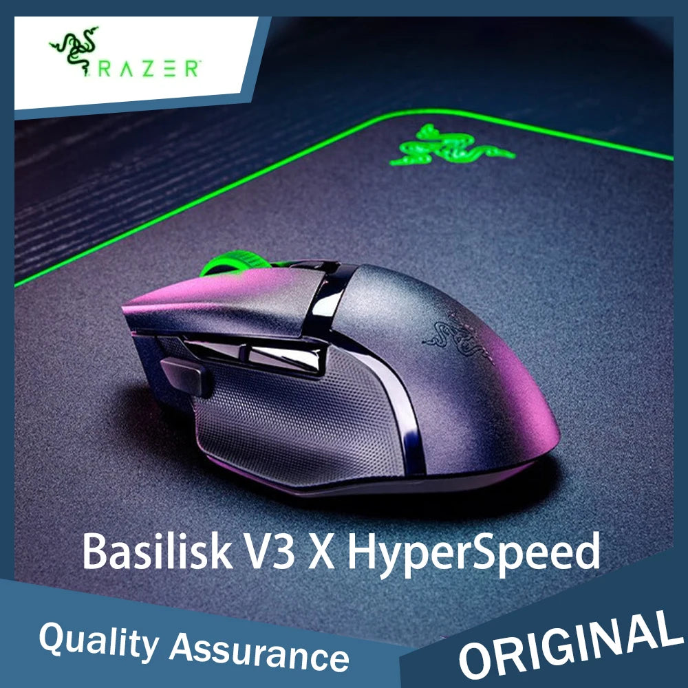 Originální bezdrátová herní myš Razer Basilisk V3 X HyperSpeed s možností přizpůsobení, optický senzor 18K, Chroma RGB a 9 programovatelných ovládacích prvků