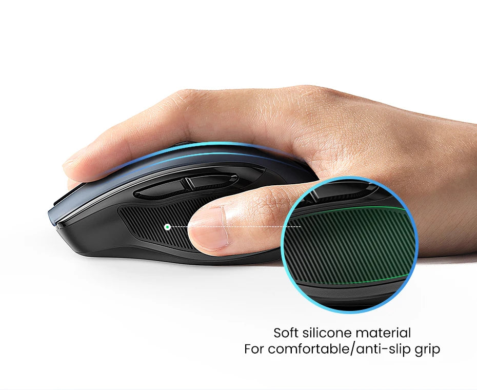 Rato sem fios UGREEN Bluetooth 5.0 ergonómico 4000DPI com 6 botões silenciosos para MacBook, tablet, portáteis, computador e PC, rato 2.4G