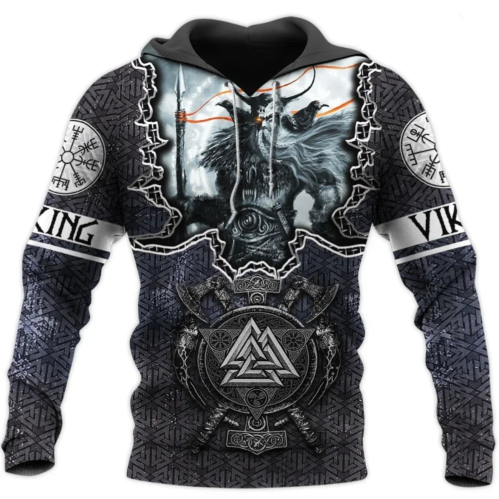 2023 New Autumn Men's Hoodie Wolf Print 3D Sweatshirts Urban Trendy All-Match Oversized Tops Poleron Hooded Clothes Men's Clothing