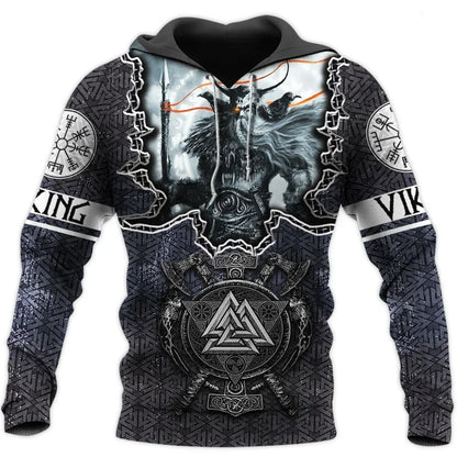 2023 New Autumn Men's Hoodie Wolf Print 3D Sweatshirts Urban Trendy All-Match Oversized Tops Poleron Hooded Clothes Men's Clothing