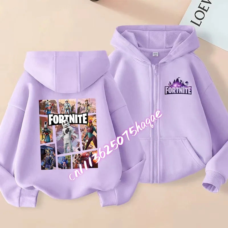 Kid Outdoor Jacket Cartoon FORTNITED Girl Boy Sweatshirt Coat High-Quality Thin Windbreaker Girl Autumn Zip Jacket Clothing Tops