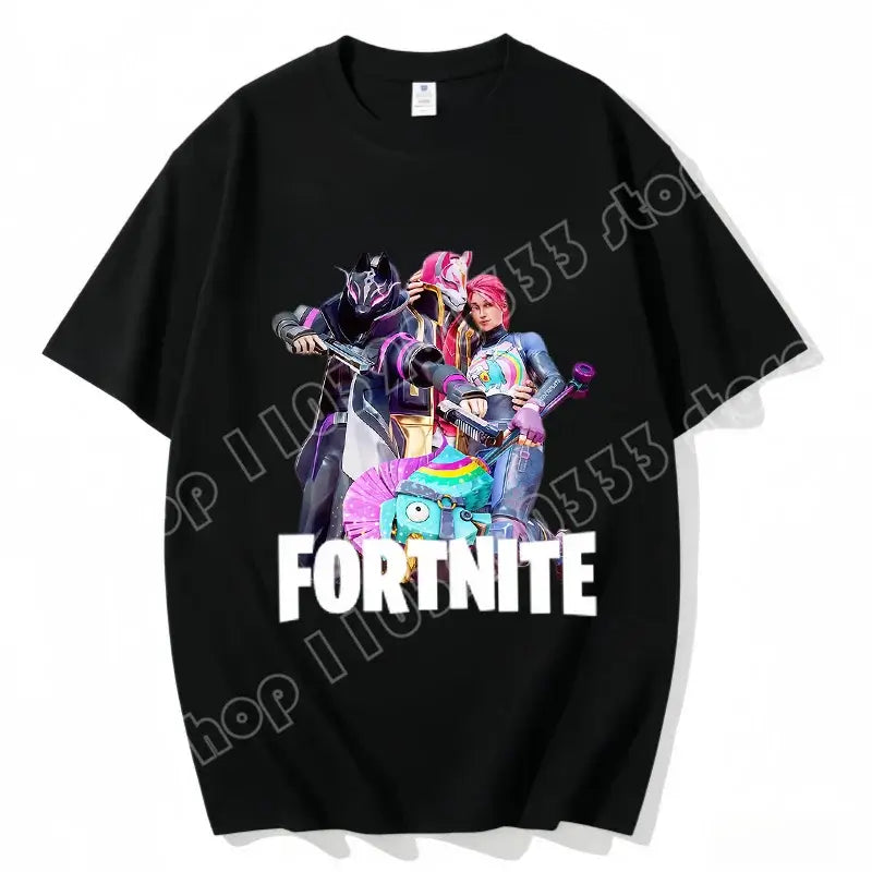 Fortnite Crew Neck T-Shirt Unisex Adult Game Dance Fashion New Pure Cotton Short Sleeve Tops Perfect for Casual Wear Vacations