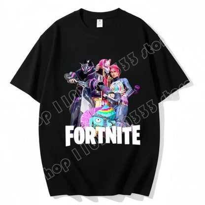 Fortnite Crew Neck T-Shirt Unisex Adult Game Dance Fashion New Pure Cotton Short Sleeve Tops Perfect for Casual Wear Vacations