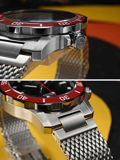 San Martin Original Design Diver 39.5mm V2 Men Watch NH35 Automatic Mechanical Watch Milanese Bracelet Waterproof 200m Luminous
