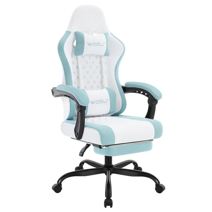 WOLTU Swivel Computer Chair with Massage Function Ergonomic Office Chair with Pillow & Footrest Height Adjustable Gaming Chair