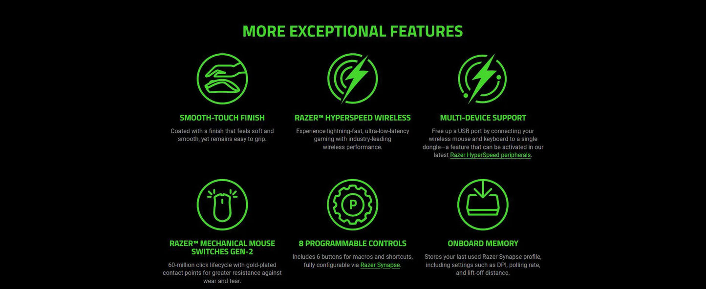 Ratón gaming inalámbrico para esports Razer Viper V3 HyperSpeed, sensor óptico 30K DPI, interruptores mecánicos Gen-2, 8 controles programables