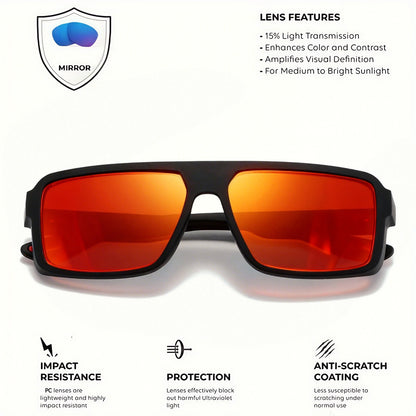 Classic Retro Punk Polarized Square Sunglasses - UV400 Unisex for Daily Casual, Outdoor Sports, Fishing & Driving