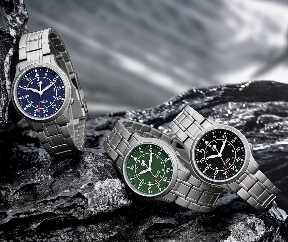 BERNY Titanium Men Quartz Watch AR Coating Sapphire Fashion Wristwatch Luminous VH31 Ultra-thin Wristwatch Waterproof 5ATM Watch