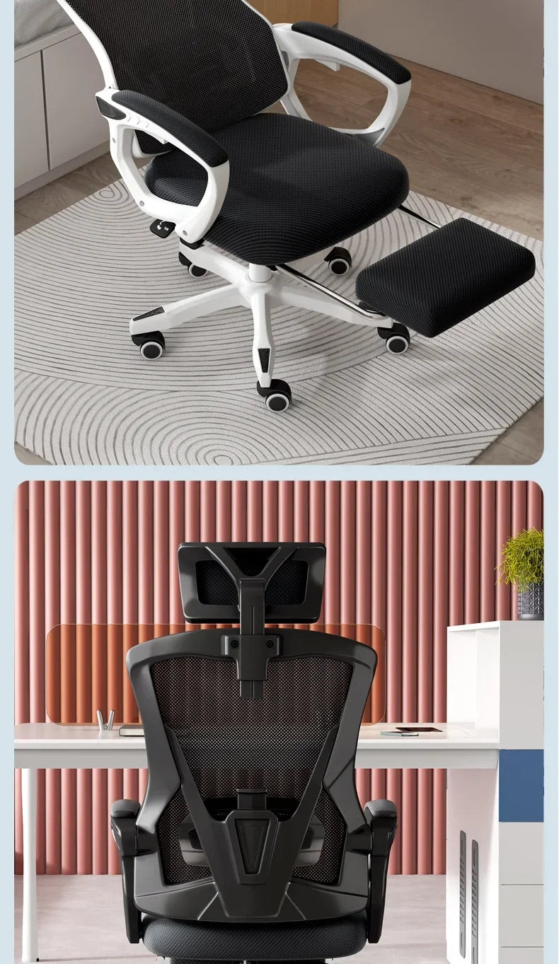 Chaise de jeu ergonomique pour ordinateur, avec dossier inclinable et hauteur réglable, idéale pour les étudiants, les dortoirs et les bureaux à domicile.