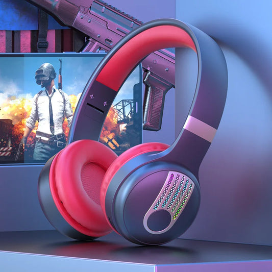 Casque de jeu Bluetooth 6.0 RGB, faible latence 40 ms, autonomie 20 h, 400 mAh, IPX5, sans fil, filaire, carte TF, casque HiFi supra-auriculaire