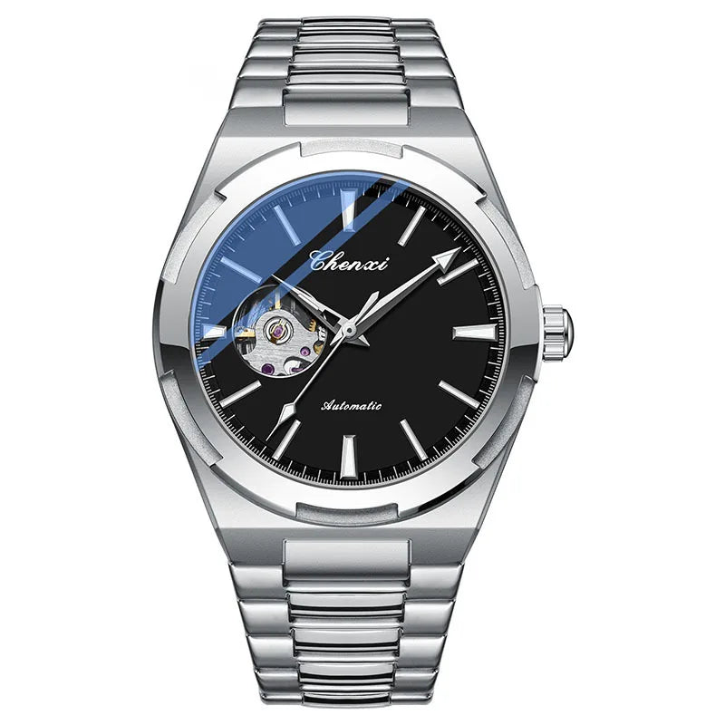 Men's Fully Automatic Mechanical New Trend Steel Strip Business Hollow Waterproof Male Fashion Wristwatches High End Gifts