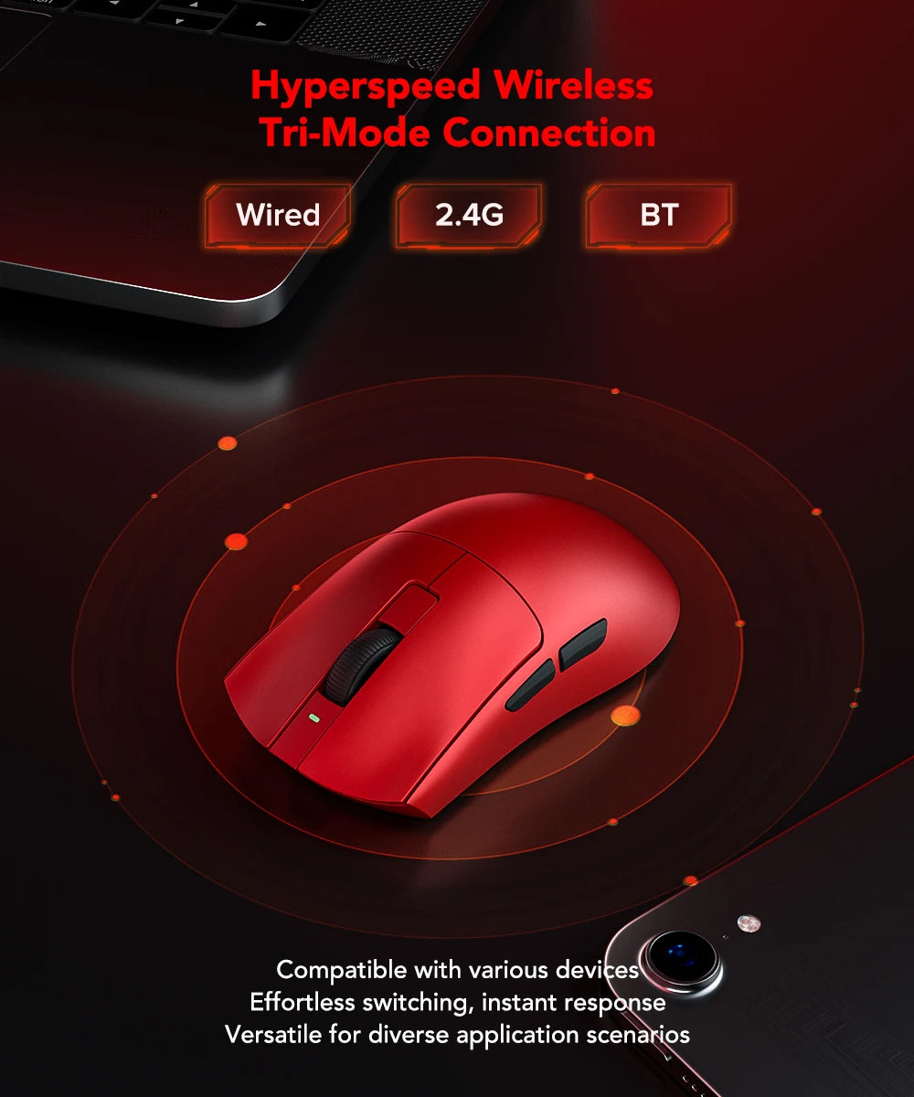 KYSONA Jupiter Series Gaming-Maus kabelgebunden/kabellos 8Khz PAW3950-Sensor Bluetooth 46g wiederaufladbar Web-Treiber für PC und Laptop