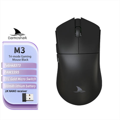 Mouse de gaming Darmoshark M3 V2 Double 8K, wireless, tri-mode, 26K DPI, senzor PAW3395, mouse macro pentru gaming, pentru mâini mari, computer, laptop și PC