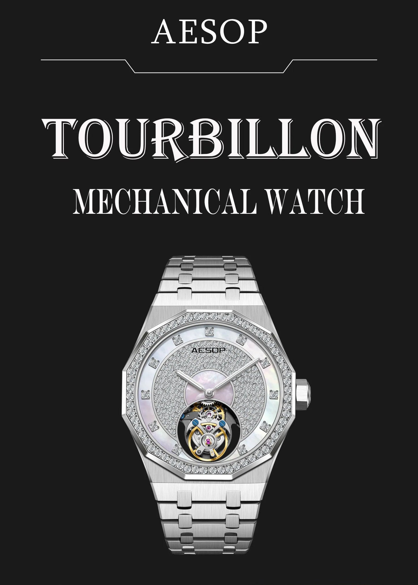 AESOP Echte Fliegende Tourbillon Mechanische Skeleton Uhr Für Mann Luxus Wasserdichte Armbanduhren Saphir Spiegel Gradienten new