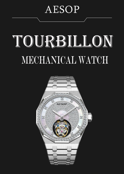 AESOP Echte Fliegende Tourbillon Mechanische Skeleton Uhr Für Mann Luxus Wasserdichte Armbanduhren Saphir Spiegel Gradienten new