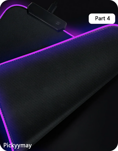 Velká RGB herní podložka pod myš, LED podložka pod myš pro hráče, podložka na stůl k PC, RGB podložka pod klávesnici XXL 90x40cm