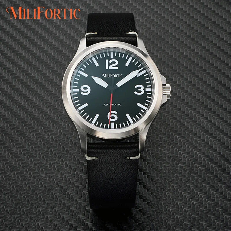 Milifortic M096 Men's Pilot Watch Large Arabic Numerals Military Style NH38 Auto Watch BGW9 Luminous 100M Waterproof Field Watch