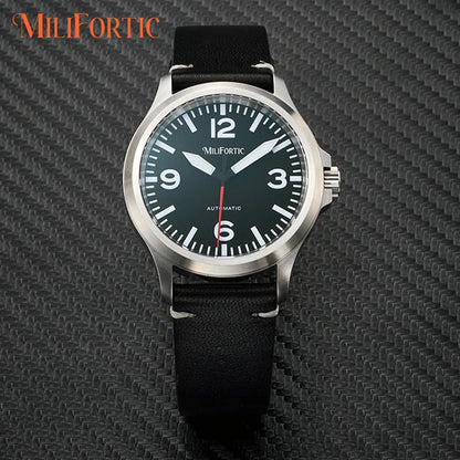Milifortic M096 Men's Pilot Watch Large Arabic Numerals Military Style NH38 Auto Watch BGW9 Luminous 100M Waterproof Field Watch