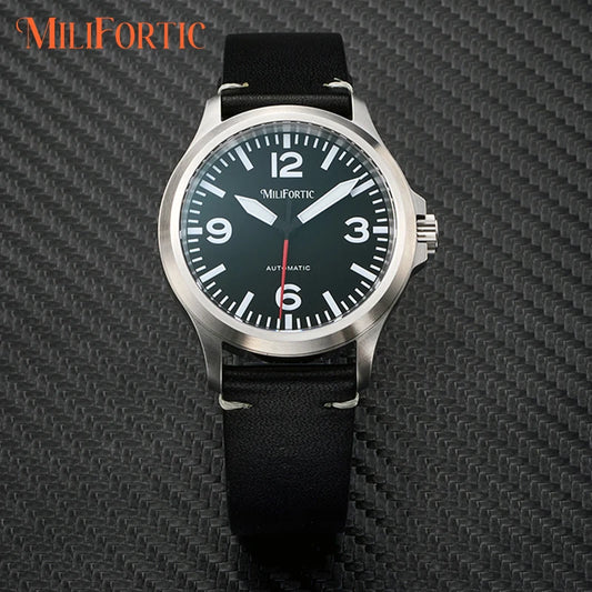 Milifortic M096 Men's Pilot Watch Large Arabic Numerals Military Style NH38 Auto Watch BGW9 Luminous 100M Waterproof Field Watch