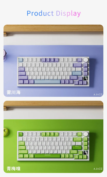 AJAZZ AK820 Pro Gaming Mechanical Keyboard 75% Wireless Bluetooth RGB Hot-Swappable Mechanical Keyboard with Volume Knob for PC, Mac & Laptop