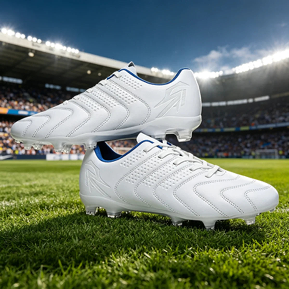 Chaussures de football FG AG pour adultes, tige légère en PU synthétique, crampons antidérapants pour terrain en herbe naturelle et artificielle en plein air